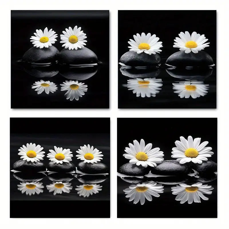 4pcs  VB  Blue for Lotus & Butterfly Stone  BL   Wall Art Canvas Framed