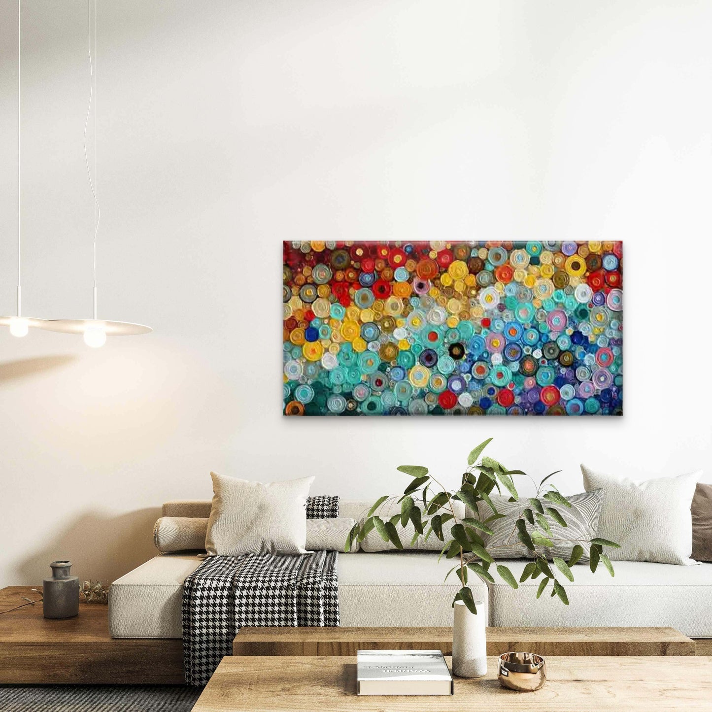 Abstract with Colorful Circles Wall Art Canvas Office Home Room Framed 120x60cm - Bella Home Decor