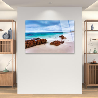 Jervis Bay White Sand Beach Coastal Rock  Acrylic Glass Printing Wall Art Australian Made Quality