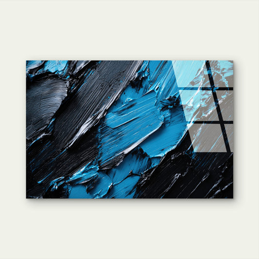 Blue Black Abstract Oil Painting Acrylic Glass Printing Wall Art Australian Made Quality