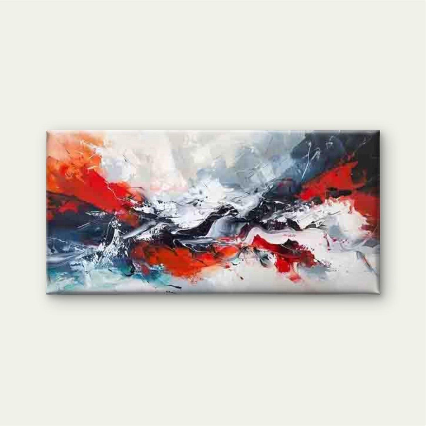 Abstract Red Black White Wall Art Canvas Office Home Room Framed 120x60cm