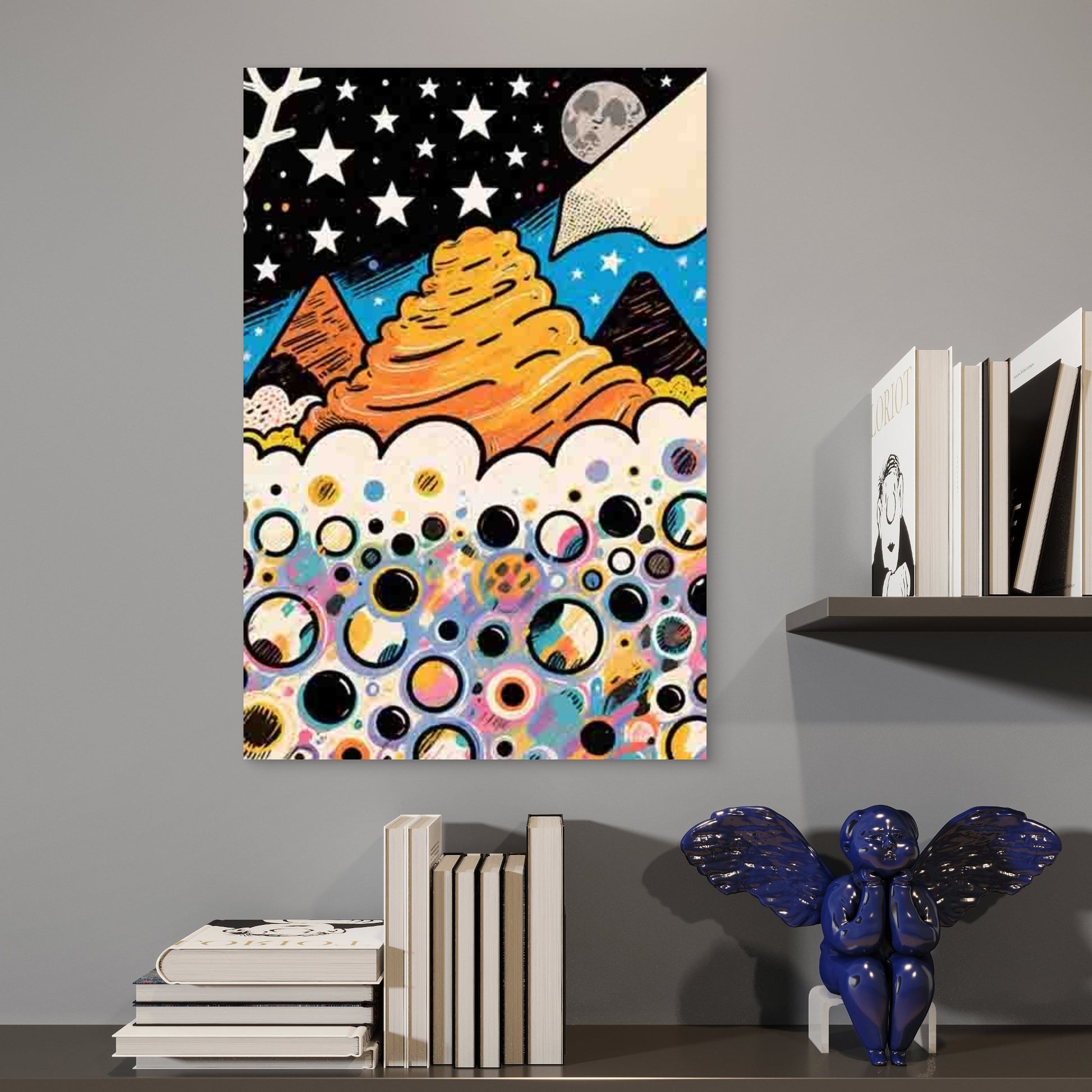 Starry Mountain Abstract Metal Print Ready to Hang - Bella Home Decor