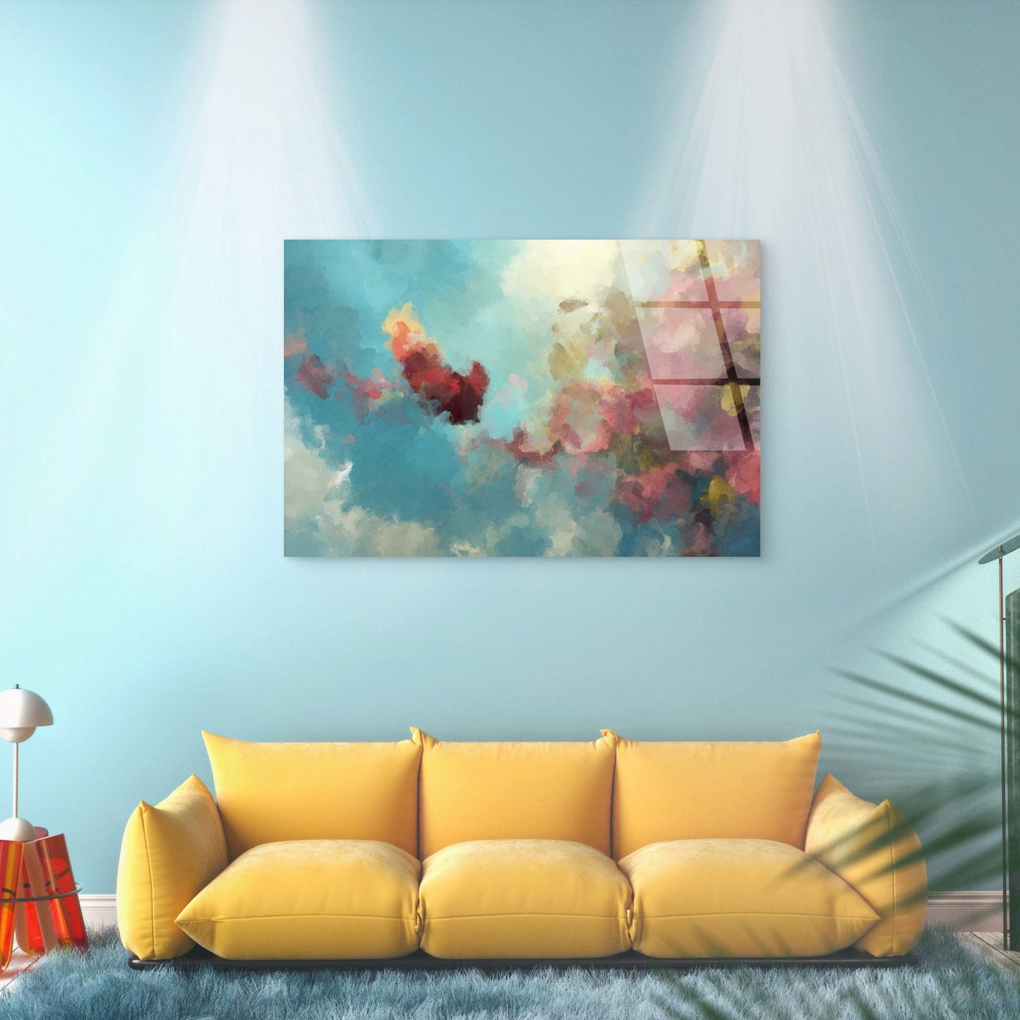 Light Blue Cloud Abstract Impressionist  Acrylic Glass Printing Wall Art Australian Made Quality
