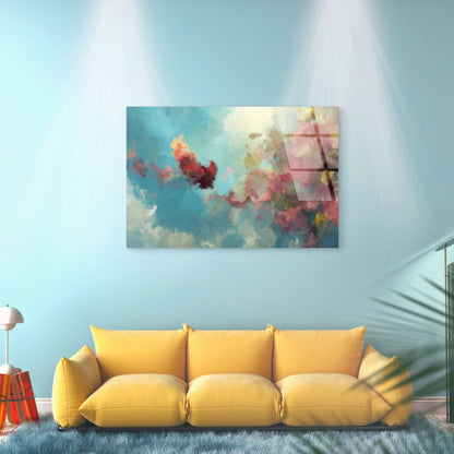 Light Blue Cloud Abstract Impressionist  Acrylic Glass Printing Wall Art Australian Made Quality