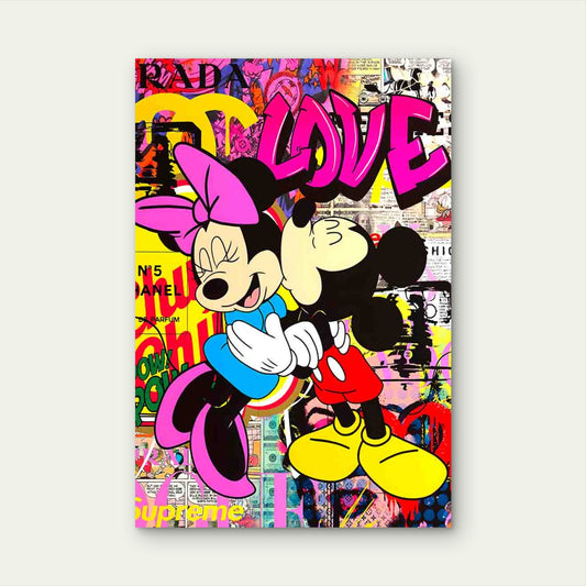 Retro Romantic Mice Couple Graffiti Art 40x60cm Metal Print Ready to Hang