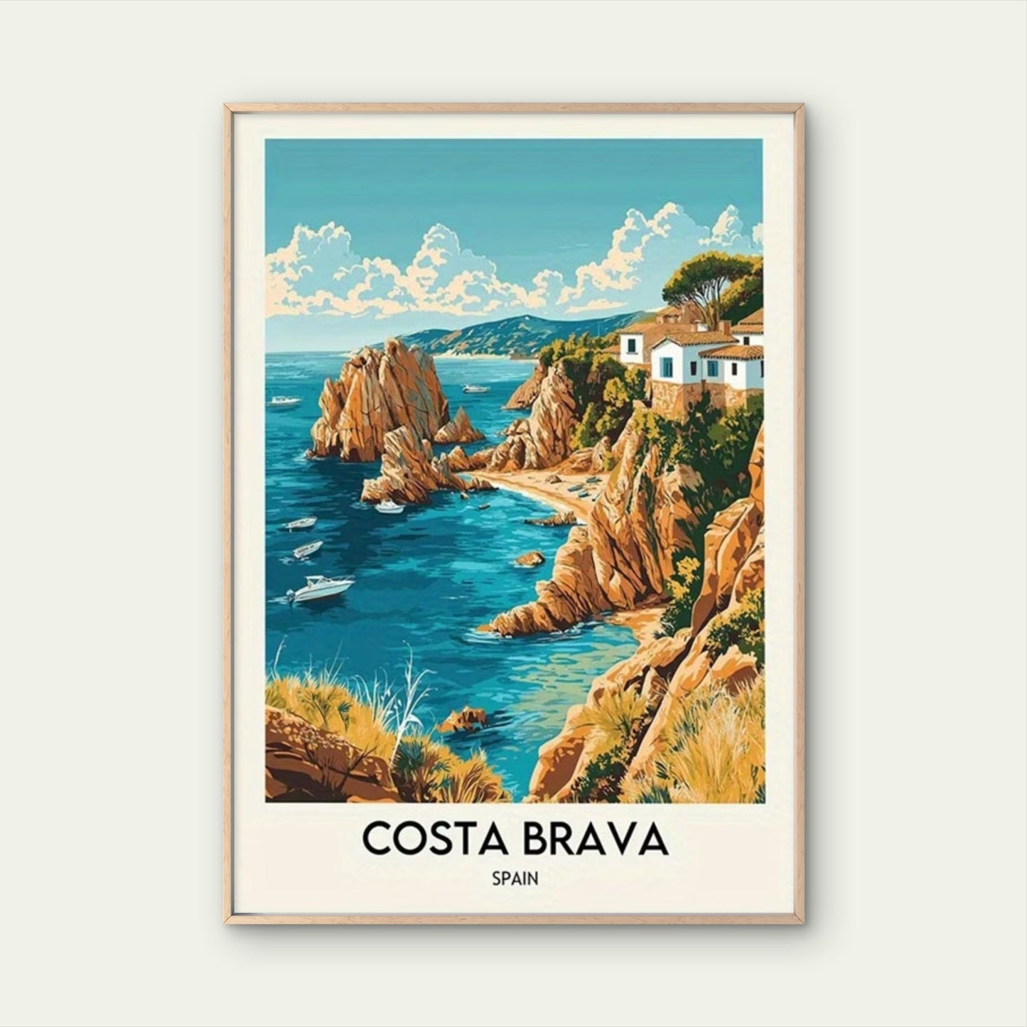 Costa Brava Spain Vintage Coastal Travel Poster Print Wall Art