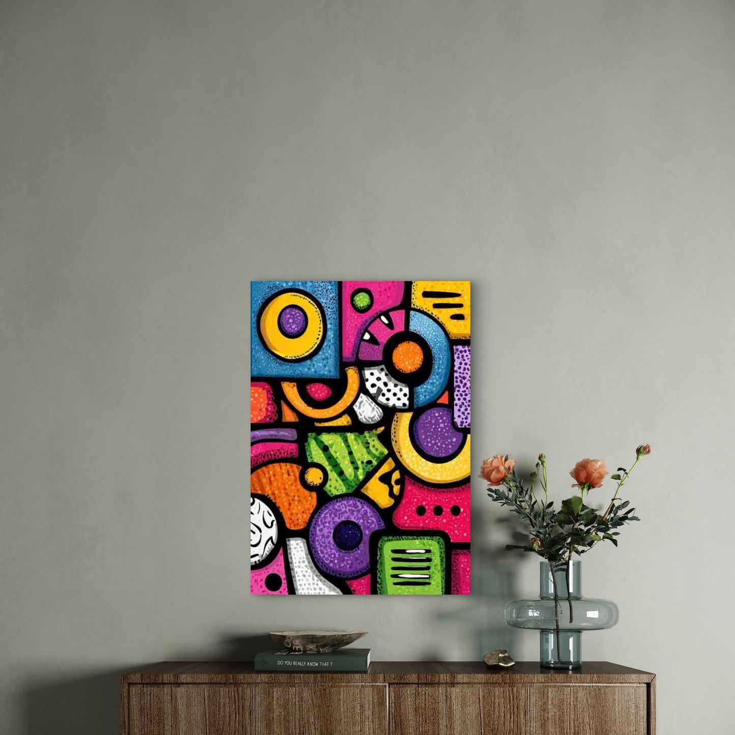 Abstract Retro Geometric Shapes 60x90cm Metal Print Ready to Hang