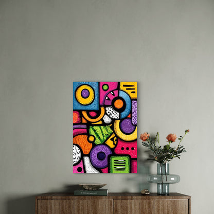 Abstract Retro Geometric Shapes 60x90cm Metal Print Ready to Hang
