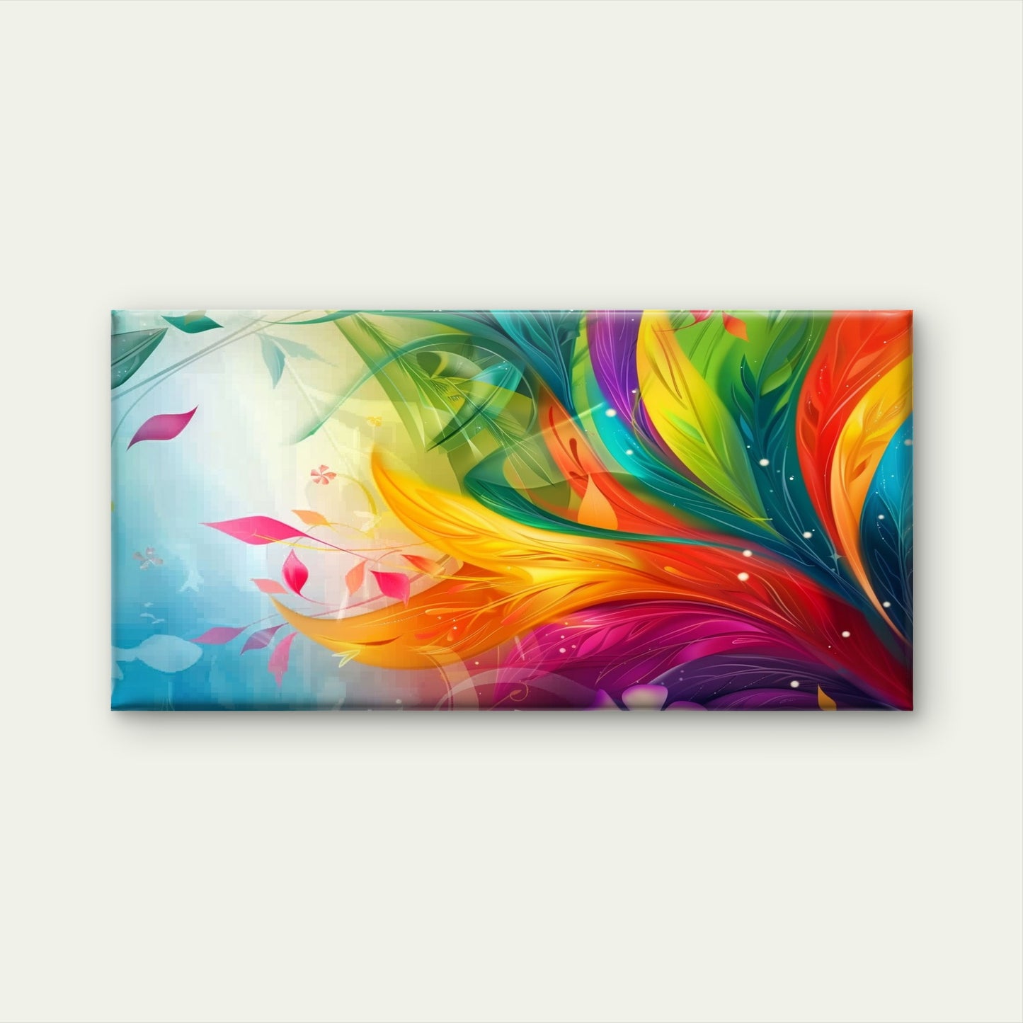 Abstract Vibrant Colorful Leaf Wall Art Canvas Office Home Room Framed 120x60cm