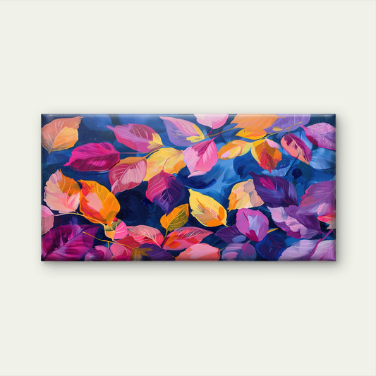 Pink Purple Orange Leaf Wall Art Canvas Office Home Room Framed 120x60cm