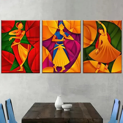 3pcs Retro Dance Girl Figure Abstract Art Wall Art Canvas Unframed - High Quality Print 100% Australian Made Wall Canvas