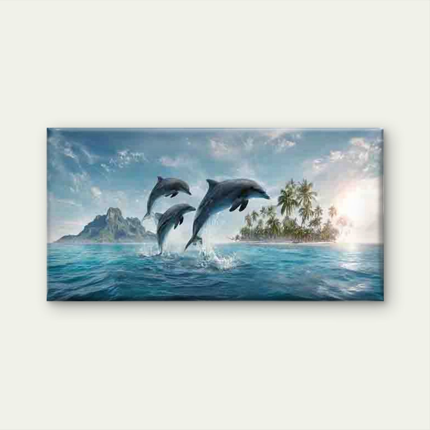 Abstract Dolphin Jumping Wall Art Canvas Office Home Room Framed 120x60cm