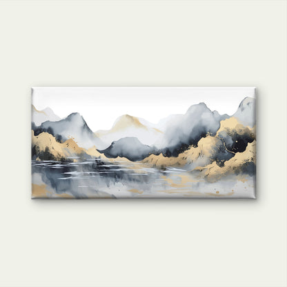 Abstract Gold Foil Mountain Range Wall Art Canvas Office Home Framed 120x60cm