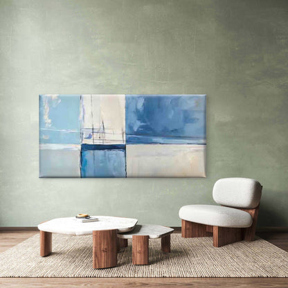 Modern Abstract Blue Ocean Wall Art Canvas Office Home Room Framed 120x60cm - Bella Home Decor