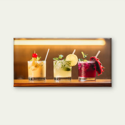 Three Colorful Bar Cocktails Wall Art Canvas Office Home Room Framed 120x60cm
