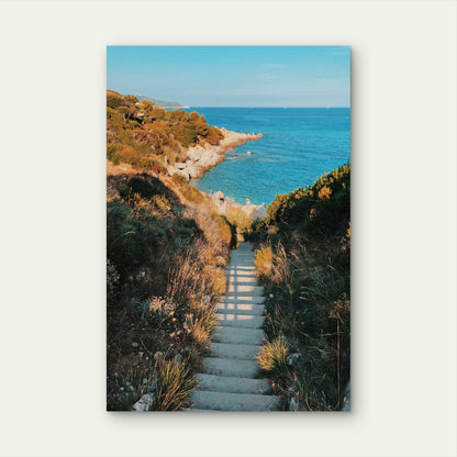 Steps Leading Towards Sea Against Sky 60x90cm Metal Print Ready to Hang