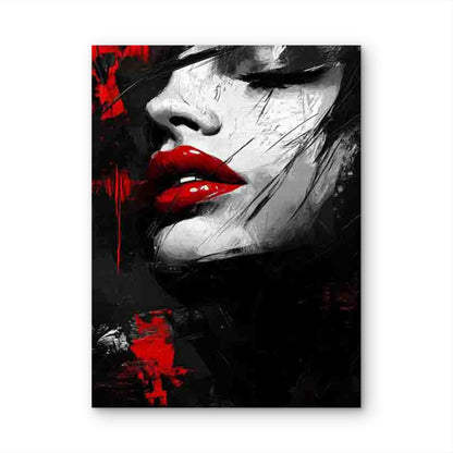 Red Lips Woman Portrait Abstract 40x60cm Metal Print Ready to Hang