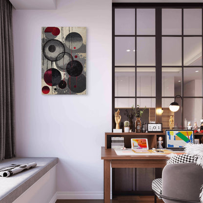 Industrial Grey Black Red Circles 40x60cm Metal Print Ready to Hang