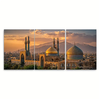 3pcs Mashhad Cityscape Prints, Metal Print Ready to Hang Art