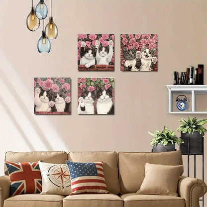 4pcs Cats Couples Themed Elegant  CCE Wall Art Canvas Framed
