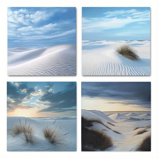 4pcs Beach & Sand Dunes Wall Art Canvas Framed