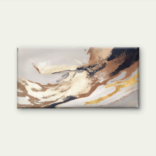 Abstract Gold Foil Beige Navy Marble Wall Art Canvas Office Home Framed 120x60cm