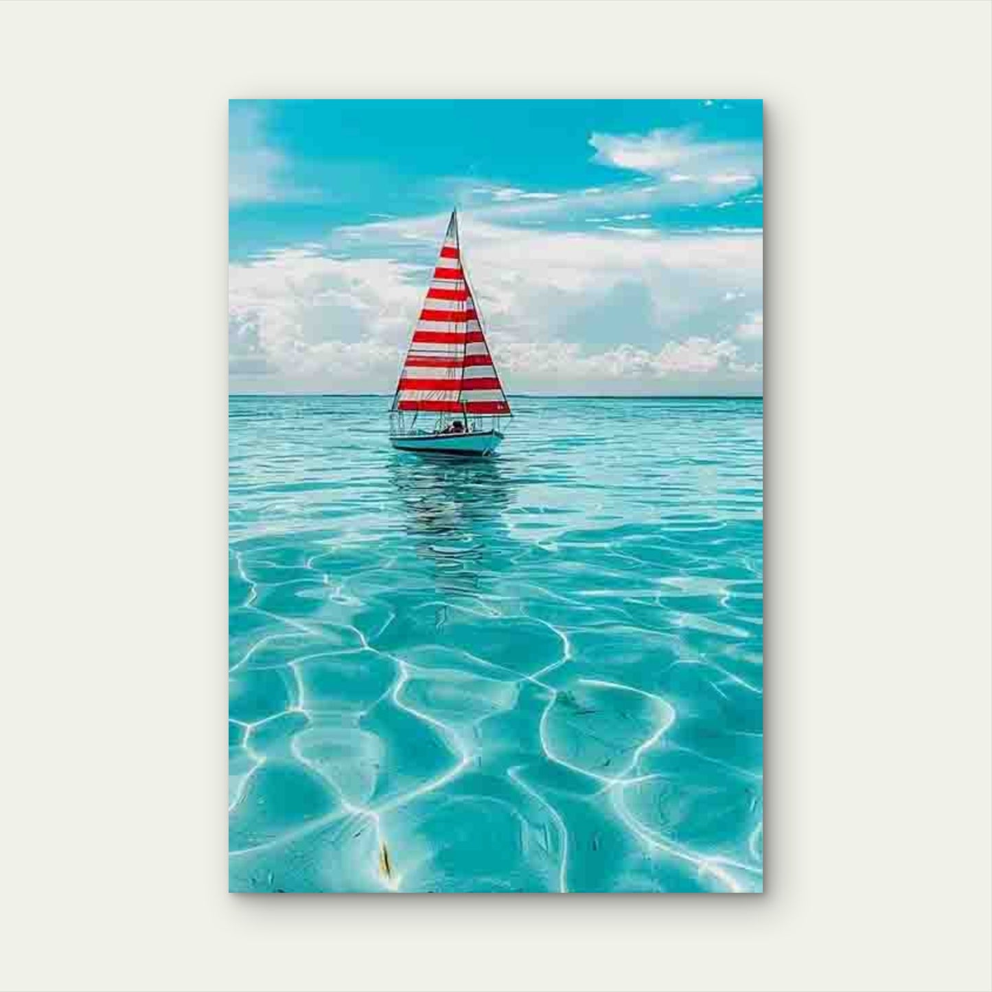 Serene Sailboat Seascape 60x90cm Metal Print Ready to Hang