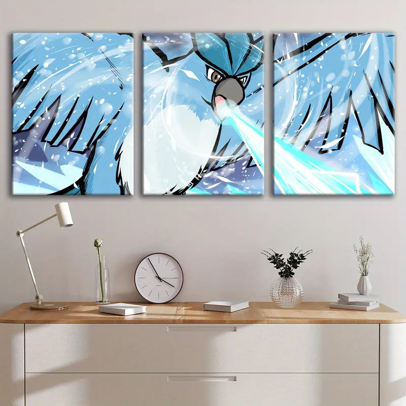 3pcs Pocket Elf Pet Battle Anime Art Wall Art Set Canvas Framed 40x60cm - High Quality Print 100% Australian Made Wall Canvas Ready to Hang