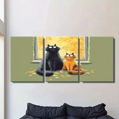 3pcs Whimsical Cat Decor, Metal Print Ready to Hang Art