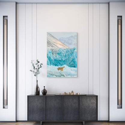 Polar Bear Over An Inceberg With Glacier Metal Print Ready to Hang
