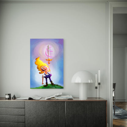 3D Adventurer Illustration With Mountain 60x90cm Metal Print Ready to Hang - Bella Home Decor