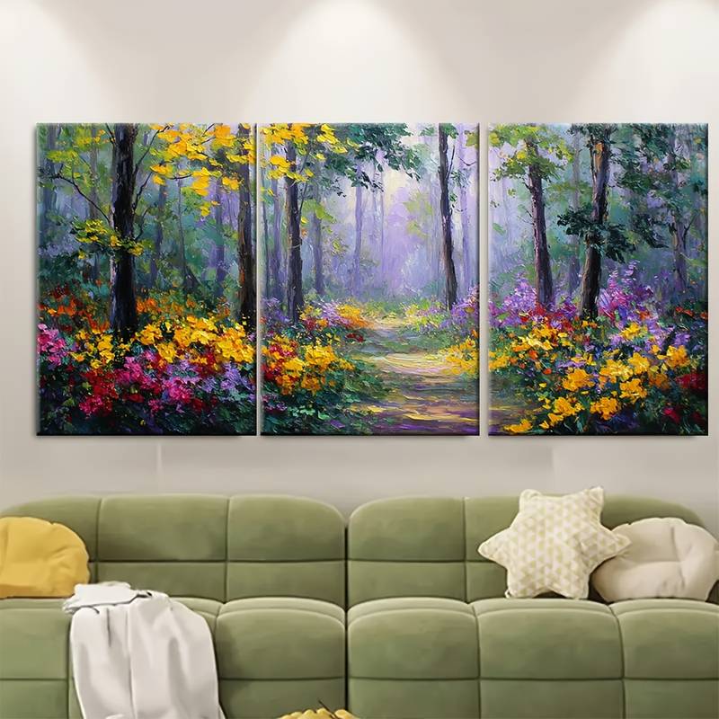 3pcs Sunlight Forest Path Metal Print Ready to Hang Art - Bella Home Decor