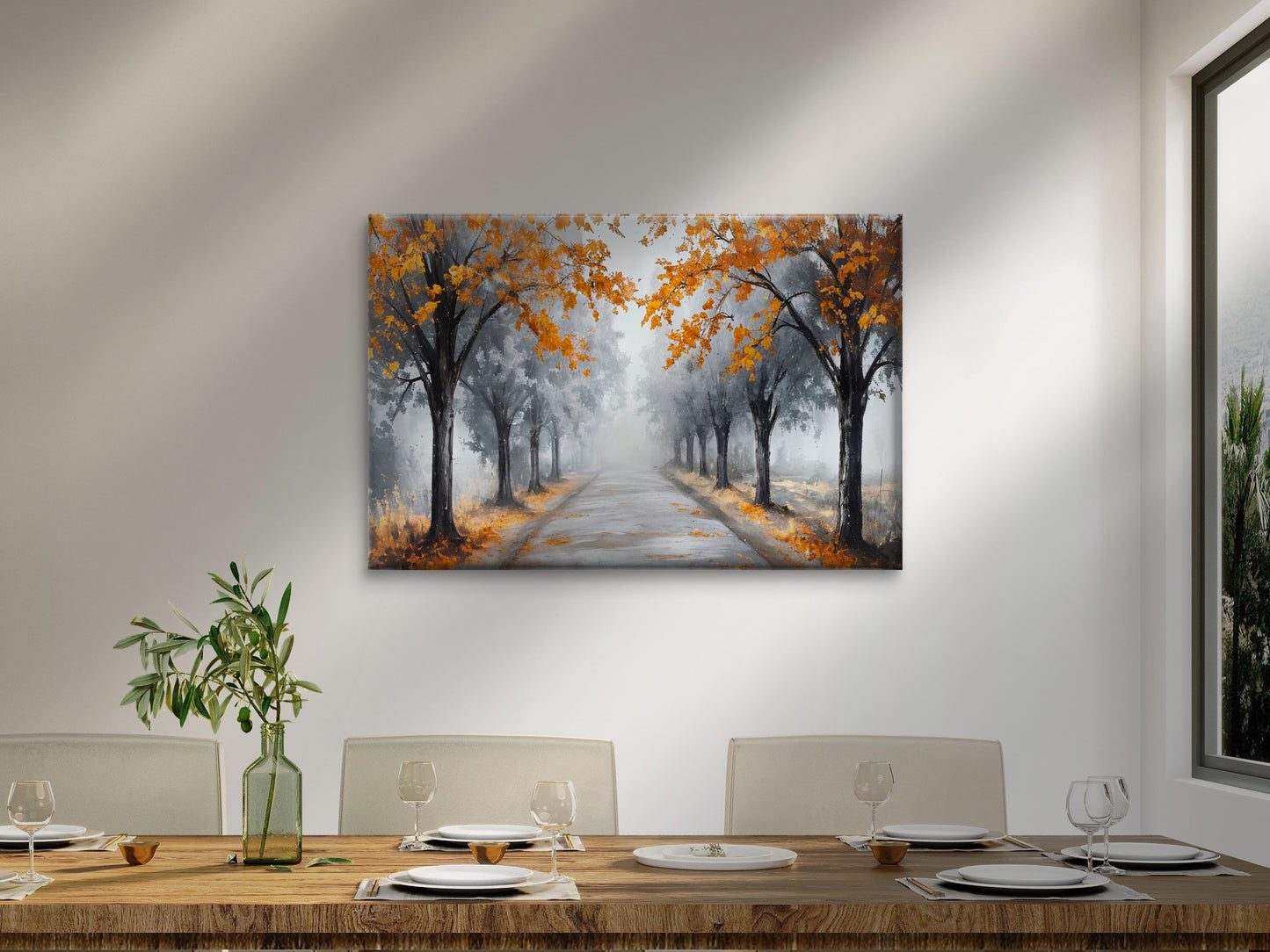 Black And White Autumn Tree Path Way Wall Art Decor 100% Australian Made - Bella Home Decor