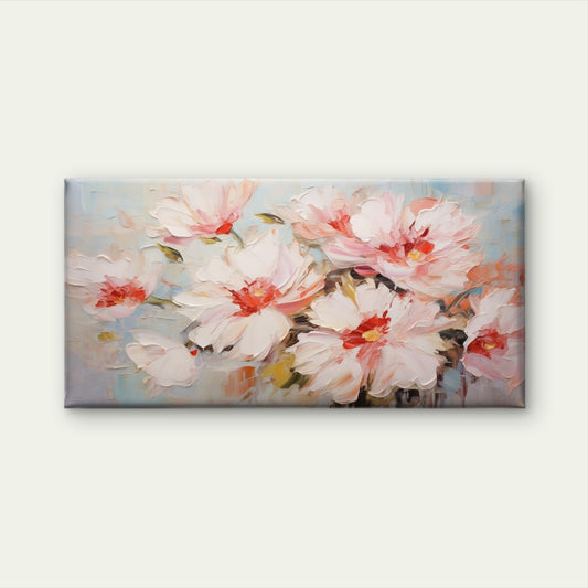 Modern Pink Peony Floral Bloom Wall Art Canvas Office Home Room Framed 120x60cm