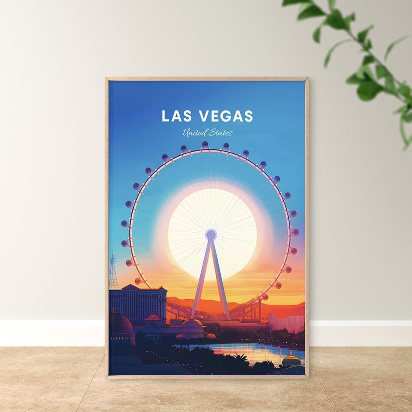 Las Vegas Ferris Wheel Vintage Travel Poster Print Wall Art