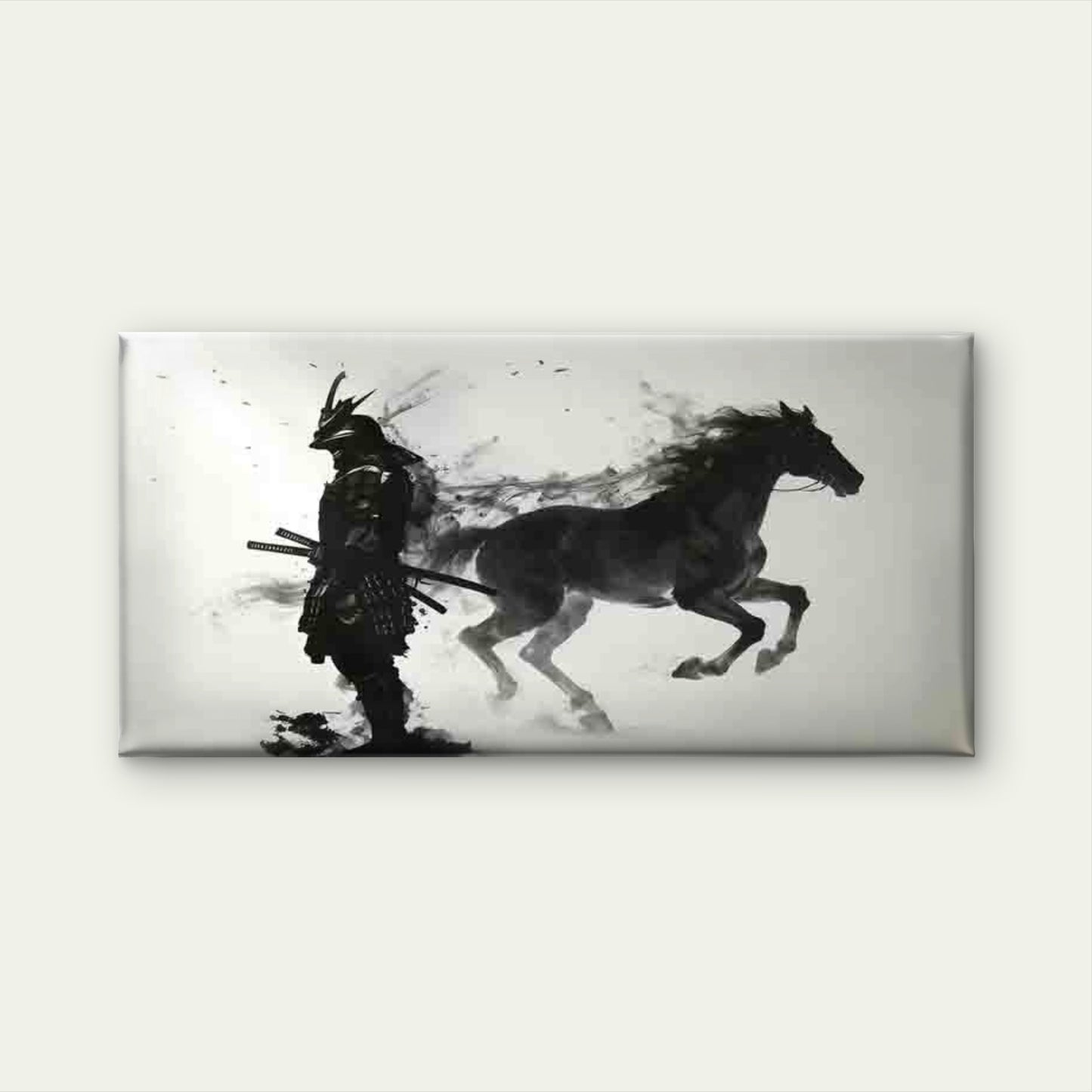 Samurai Warrior & Horse Wall Art Canvas Office Home Room Framed 120x60cm