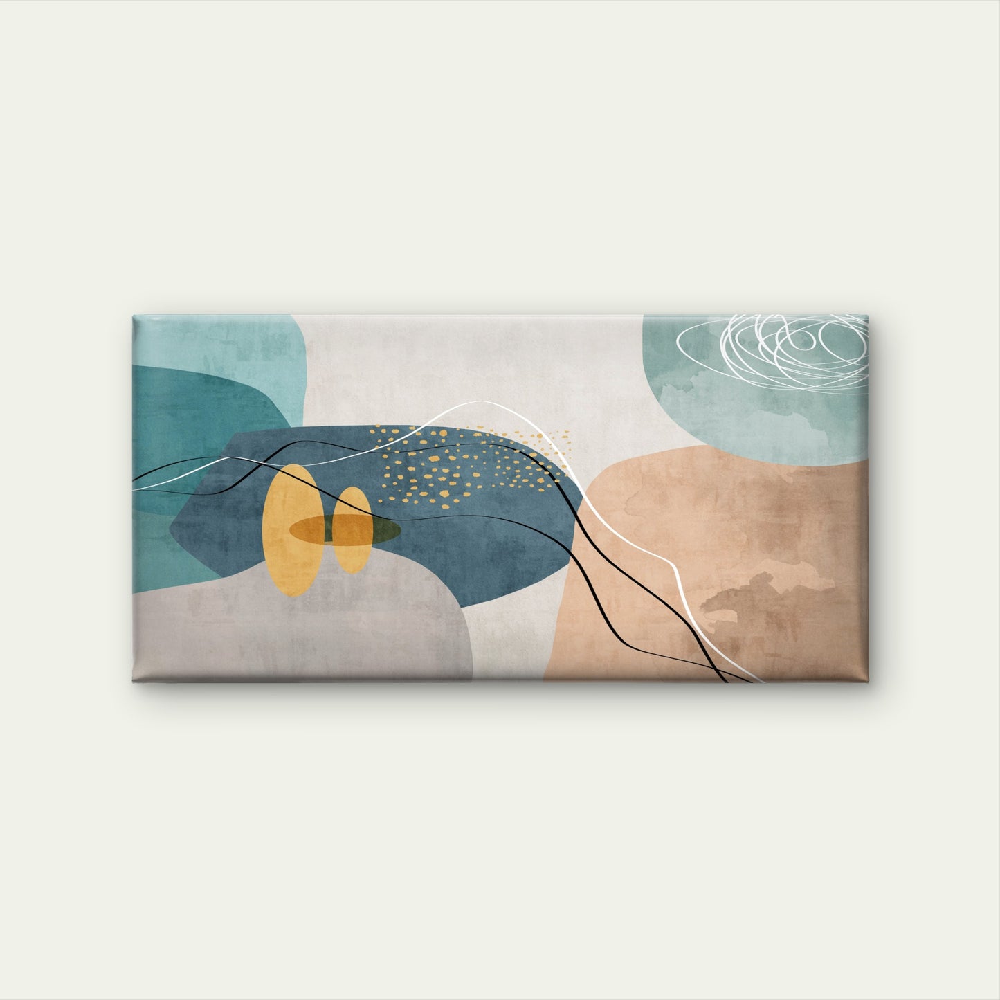 Abstract Shape Gold Dot Graphic Wall Art Canvas Office Home Framed 120x60cm