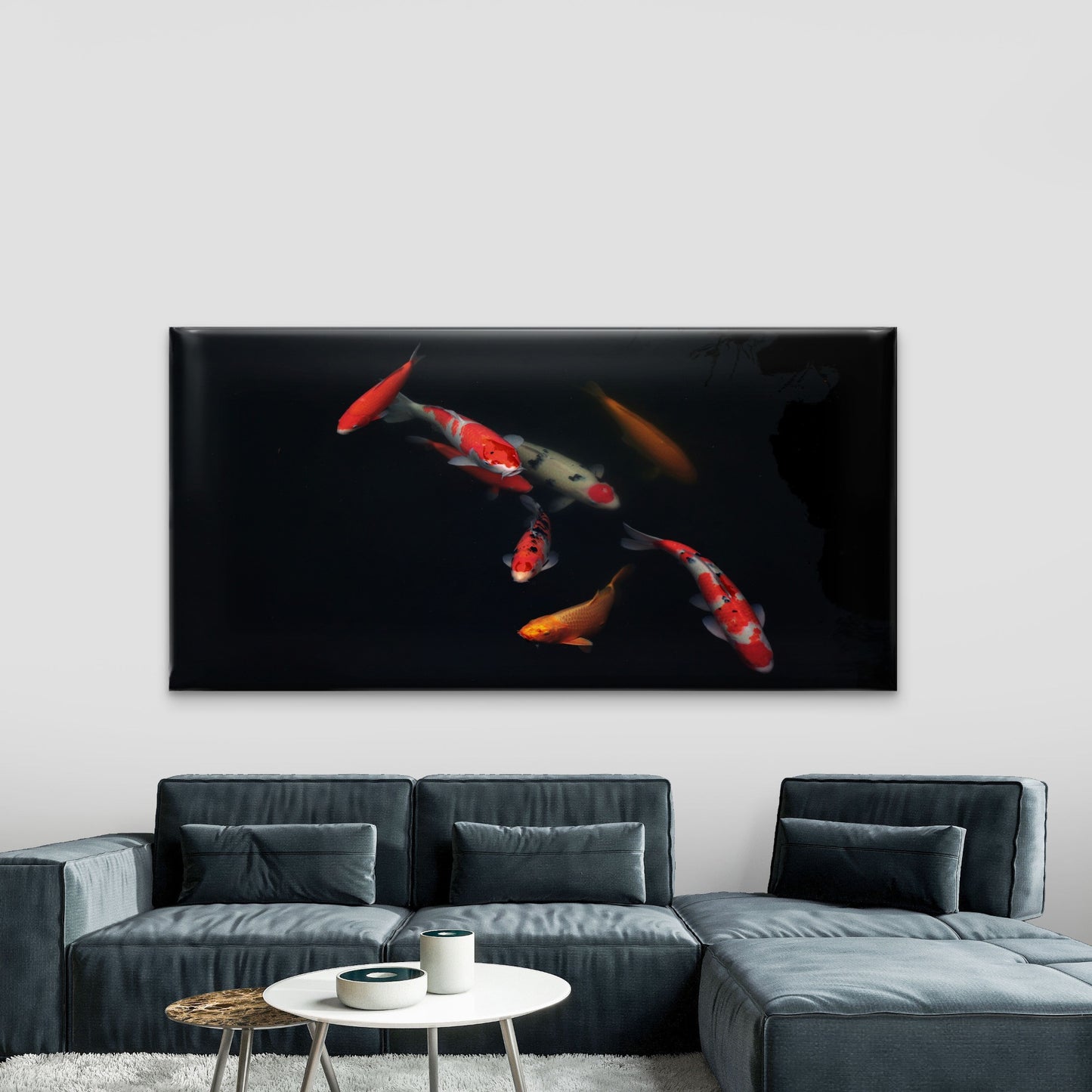 Vibrant Koi Fish Swimming Wall Art Canvas Office Home Room Framed 120x60cm