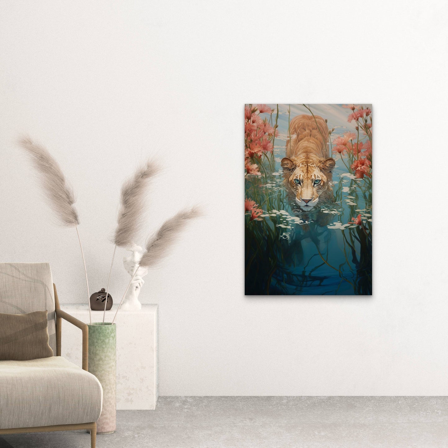 Lions Digital Art Style 40x60cm Metal Print Ready to Hang