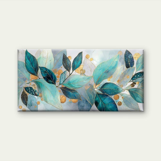 Teal & Botanical Suitable Wall Art Canvas Office Home Room Framed 120x60cm