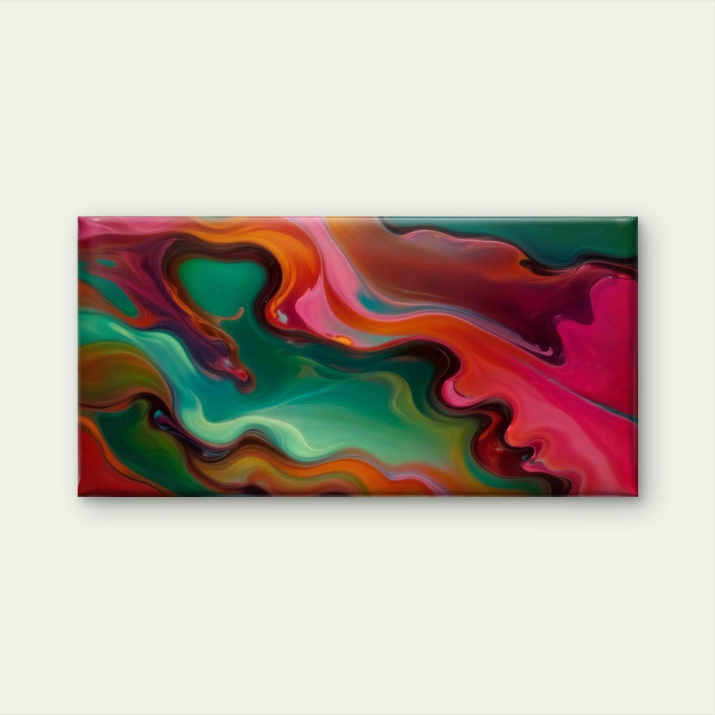 Emerald Inferno Swirl Wall Art Canvas Office Home Room Framed 120x60cm