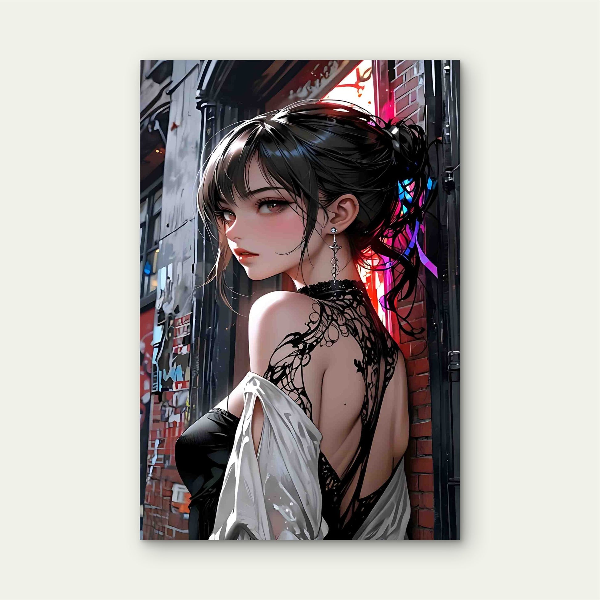Portrait Woman Dress 60x90cm Metal Print Ready to Hang - Bella Home Decor