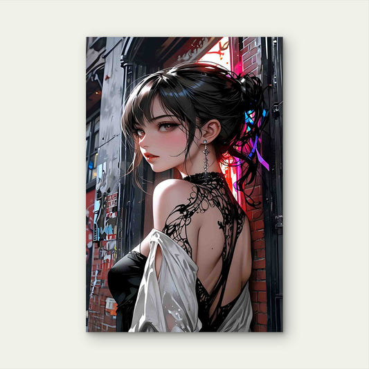 Portrait Woman Dress 60x90cm Metal Print Ready to Hang