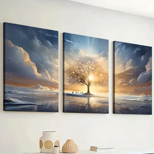 3pcs Modern Fantasy Landscape Abstract Art Sunrise Wall Art Set Canvas Unframed - High Quality Print 100% Australian Made Wall Canvas
