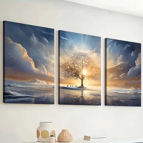 3pcs Modern Fantasy Landscape Abstract Art Sunrise Wall Art Set Canvas Unframed - High Quality Print 100% Australian Made Wall Canvas