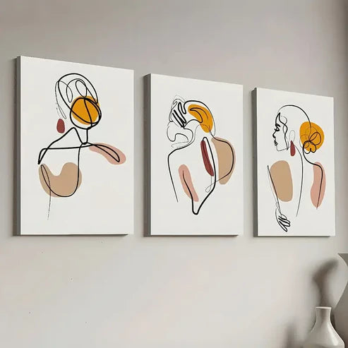 3pcs Modern Abstract Feminine Line Art Wall Art Canvas Unframed - High Quality Print 100% Australian Made Wall Canvas