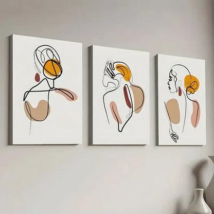 3pcs Modern Abstract Feminine Line Art Wall Art Canvas Unframed - High Quality Print 100% Australian Made Wall Canvas