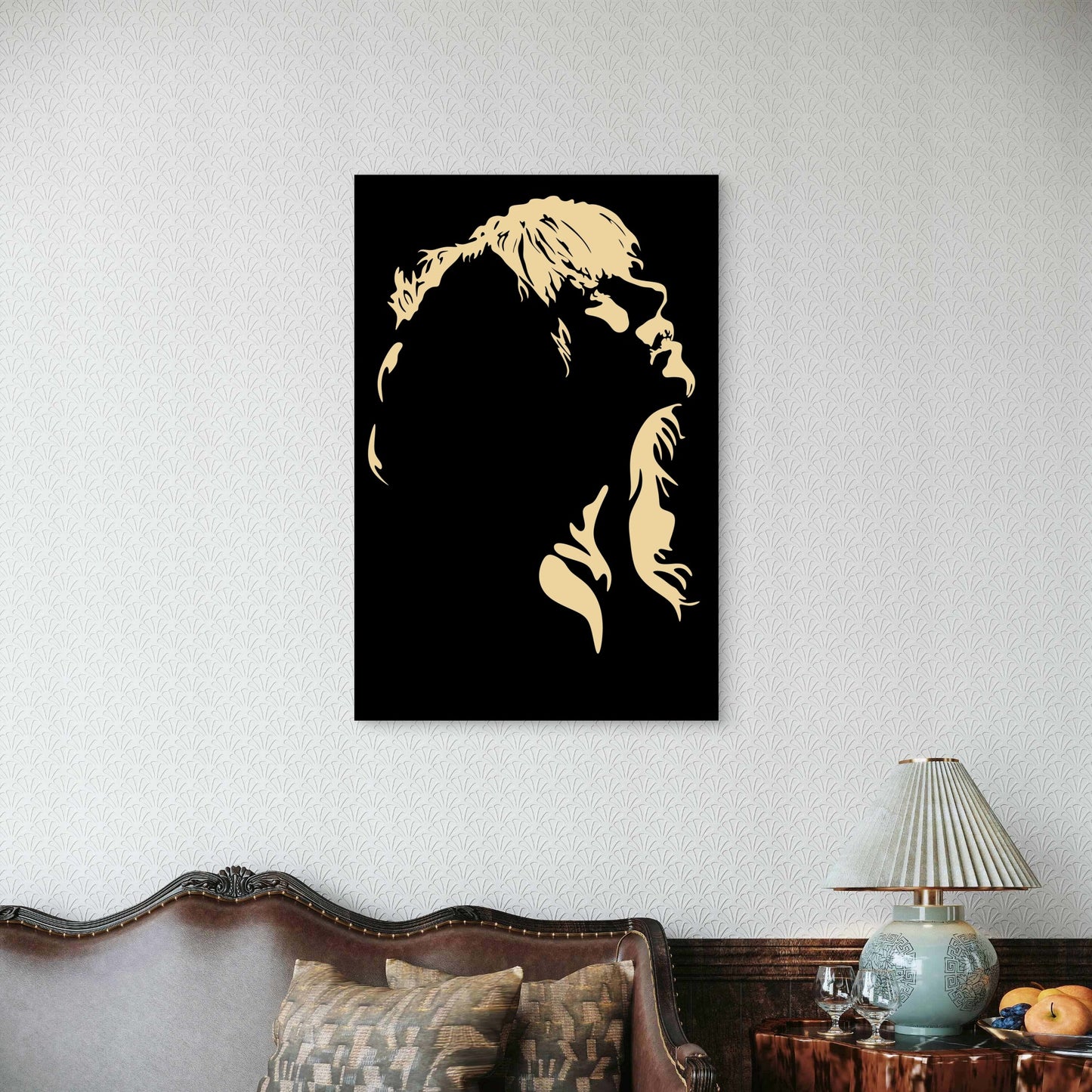 Abstract Pop Star Singer Music Icon Gold 40x60cm Metal Print Ready to Hang
