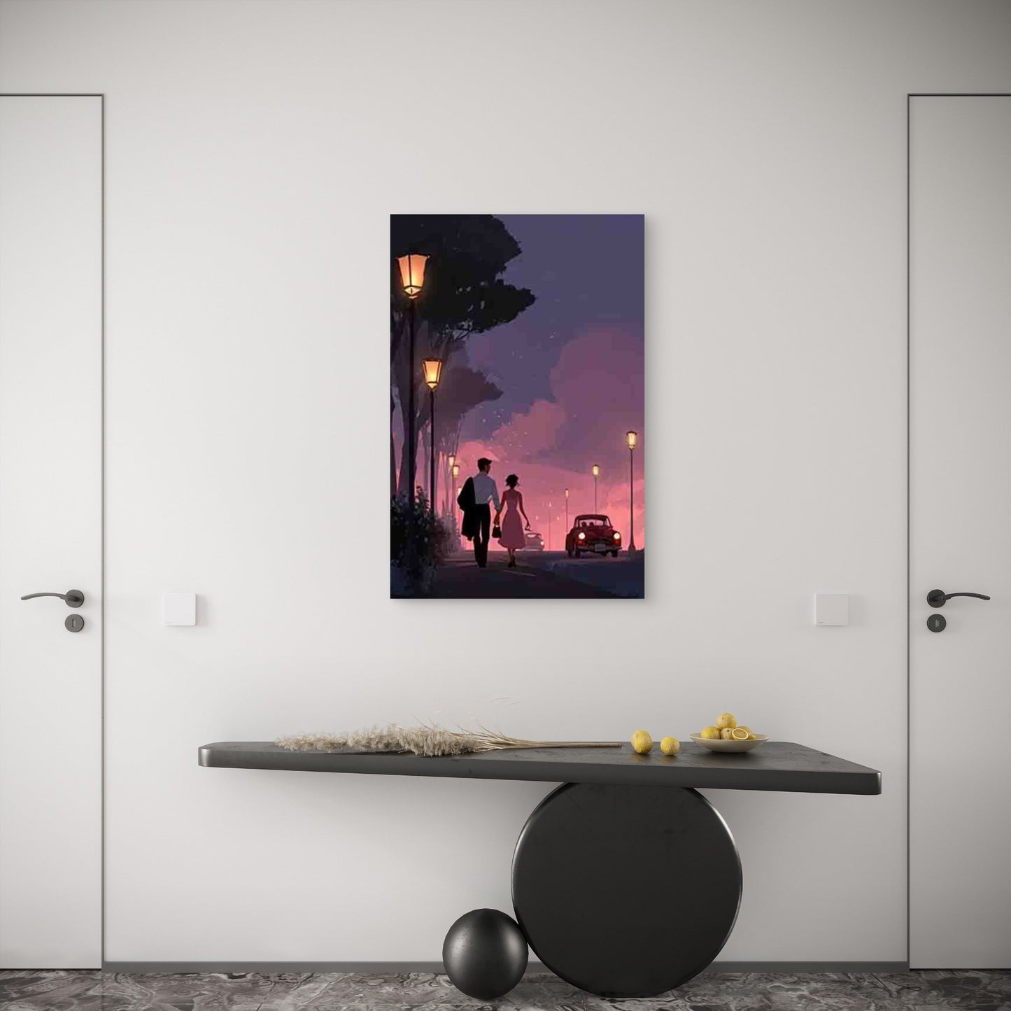 Evening Stroll Romance 60x90cm Metal Print Ready to Hang