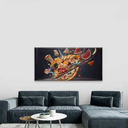 Abstract And Culinary Explosion Wall Art Canvas Office Home Room Framed 120x60cm - Bella Home Decor